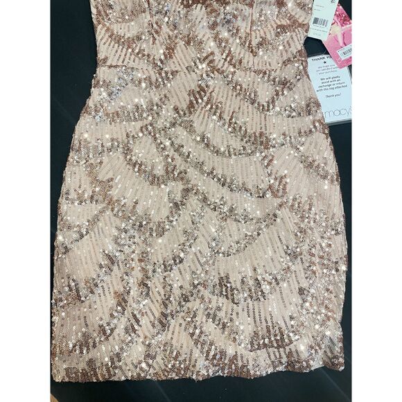 ~ NEW! Lg Blush Sequin Mini Dress Hoco Prom Dance Juniors Teen "Emerald Sundae" - Picture 12 of 15